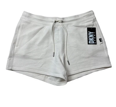 DKNY Sport Womens Ribbed Polyester Street Shorts Ivory Size M NWT MSRP $44 - Image 1 of 4