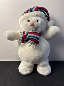 Commonwealth 2004 Plüsch Schneemann 13 Zoll Stofftier rot grün Schal Winter Dekor - Bild 1 von 20