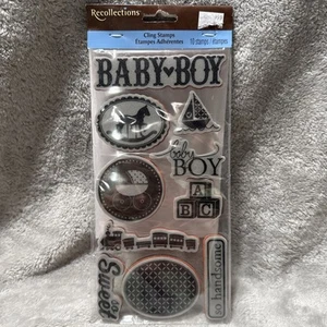 Recollections Cling Stamps Set Of 10 New Baby Boy #171825 Rubber Brand New NIP - Picture 1 of 7