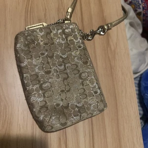 Coach Poppy Gold/Silver Metallic Wristlet - Picture 1 of 5