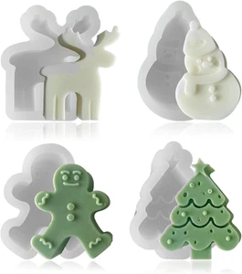 4 Pezzi Stampo per Candele Natalizie Stampo in Silicone Natalizio Albero Di Nata - Foto 1 di 12