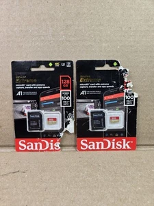 2x SanDisk Extreme 128GB 100MB/S Micro SD Micro U3 Memory Card Damaged Packages - Zdjęcie 1 z 7