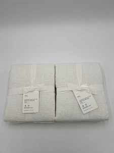 2 Pottery Barn European Linen Cotton WAFFLE WEAVE KING Quilted Shams - White - Picture 1 of 4