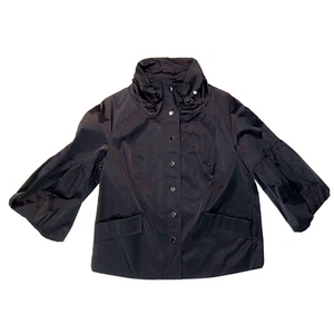 Carlisle Black Sheen Bubble Sleeve Cape Jacket Women's Size 10 - Picture 1 of 8