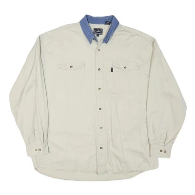 ROPER Mens Cream Blue Collar Cotton Blend Shirt XL Western Style Casual Long - Image 1 of 4