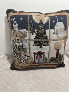 Arazzo Natalizio Decorativo Accento Quadrato Lancio Cuscino Orso Angelo Plaid - Foto 1 di 8