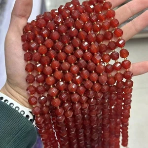 Cuentas de piedras preciosas de ágata roja facetadas en espiral de 10 mm naturales genuinas de 15"" - Imagen 1 de 4