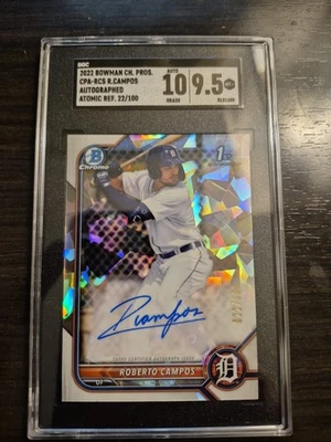 2022 Bowman Chrome Prospect Autographs Roberto Campos UTO #CPA-RCS  /100 SGC 9.5 - Image 1 of 3
