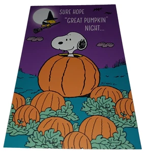 Hallmark SNOOPY Woodstock Peanuts HALLOWEEN Hexe Grußkarte & Umschlag 4x6 - Bild 1 von 4