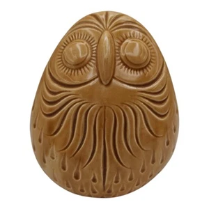 Estatuilla de búho tallada de cerámica marrón vintage firmada - Imagen 1 de 7