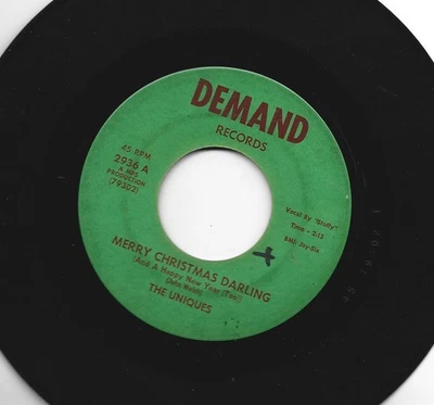 DOOWOP & ROCKABILLY  45 - UNIQUES - MERRY CRISTMAS DARLING  - HEAR- 1963 DEMAND - Image 1 of 2