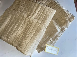 $488! NWT (2) EURO Ann Gish 100% Silk Charmeuse Quilted Pillow Shams 26x26 Latte - Picture 1 of 7