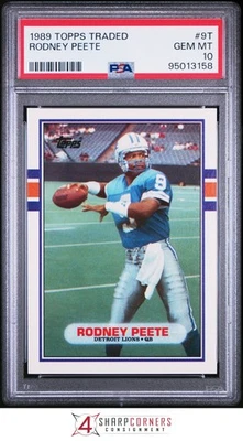 1989 TOPPS TRADED #9T RODNEY PEETE RC LIONS PSA 10 - Image 1 of 3