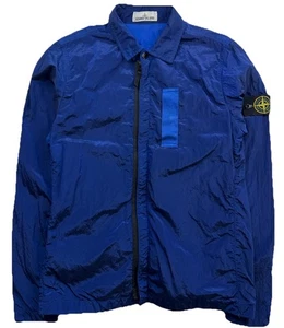 Stone Island Blue Zipped Nylon Overshirt Small - Picture 1 of 5