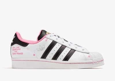 Talla 7- Adidas Superstar X Hello Kitty and Friends Zapatos Niños Grandes, Blanco/Rosa. Foto 1 de 4