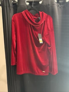 Nuevo Top Jones New York Medio Capucha Cuello Rojo Terciopelo Elastizado Manga Larga - Imagen 1 de 8