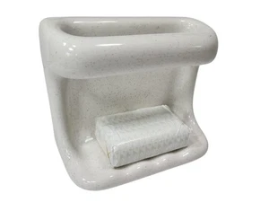 Vintage Ceramic Soap Dish Tray Salt Pepper White Black Dots Washcloth Holder - Picture 1 of 24