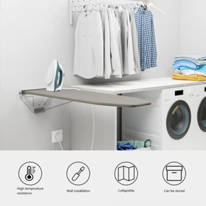 Foldable Wall Mounted Rotating Ironing Board Easy Installation Space Saver Gray - Picture 1 of 16
