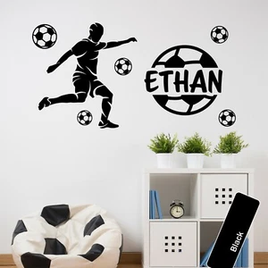 Personalised Football Player Custom Name Boys Wall Sticker Kids Bedroom Decal - Picture 1 of 9