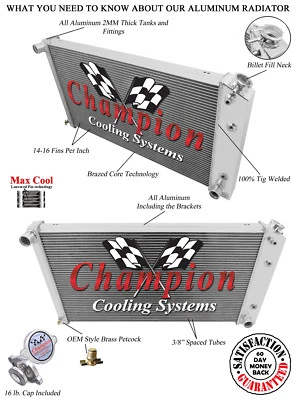 1977-92 Cadillac Fleetwood Champion 3 Row Alum Radiator CC232 - Image 1 of 4