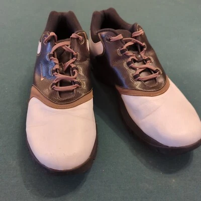 Zapatos de golf Nike para hombre talla 12 blancos negros y marrones modelo #309894-121 púas rehechas  Foto 1 de 4