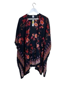 kimono jacket L-XL Anna & Ava Black Floral 3/4 Sleeve OSFA $48.00 - Picture 1 of 4