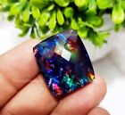 42 Ct Doublet Multi Color Ammolite Gemstone Multi Fire Faceted Cushion