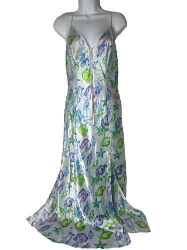 UNDERCOVER Maxi abito slip Victorias Secret Y2K stampa pesce tropicale schienale fessura colorato M