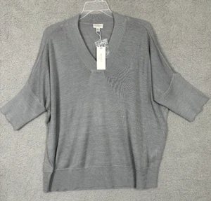 Refinity Women's Plus Size Classic V Neck 3/4 Sleeve Relaxed Jumper M Silver NWT - Picture 1 of 11