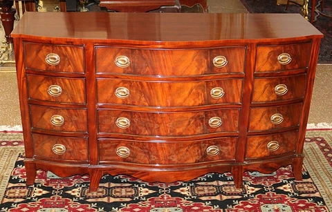 ​Flame Mahogany Serpentine Regency Style Dresser Credenza Cover