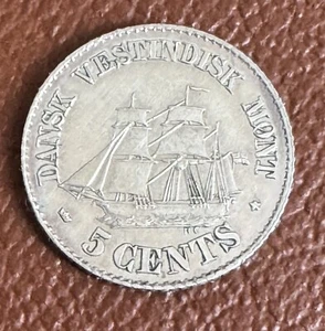 Pièce en Argent -  5 Cents Christian IX. Indes Danoises 1859 - Bild 1 von 5