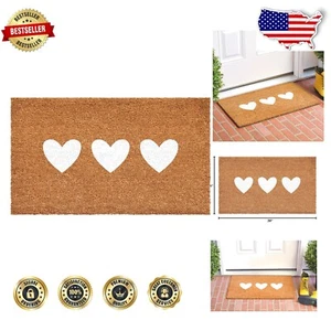 Stylish Vinyl-Backed Heart Doormat 2' x 3' - Perfect for Home Entrances - Picture 1 of 8