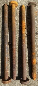 4 Bulloni Carrozza Acciaio Ruggine Recuperati 265mm Salvataggio Art Gambe Caratteristica Mobili - Foto 1 di 3
