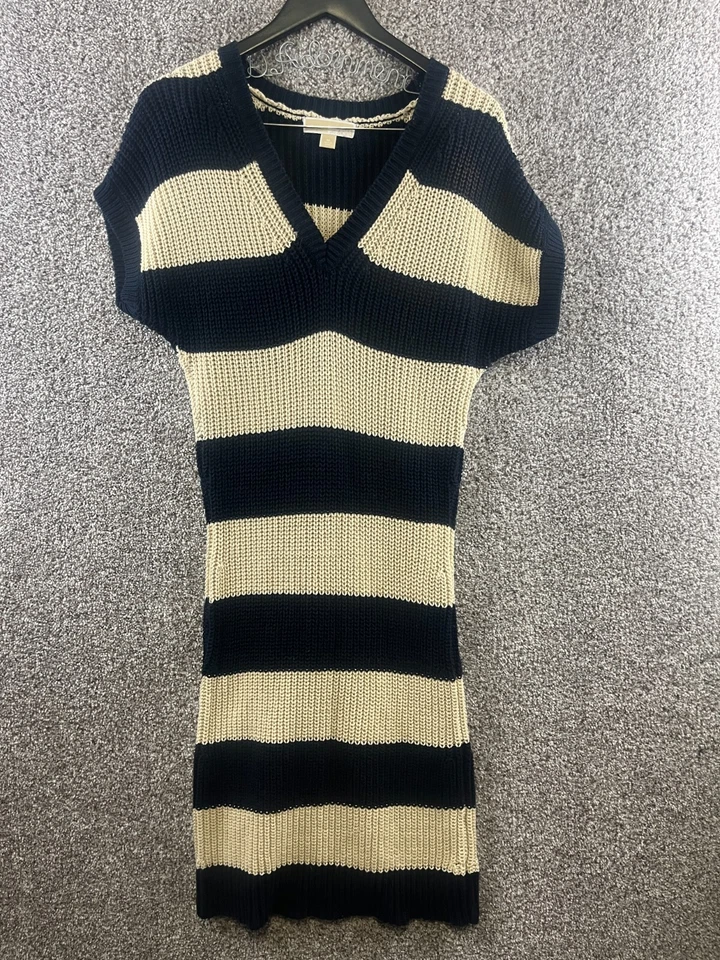 Vestido Suéter Michael Kors Azul|Vestido Marfil Rayas Manga Corta Cuello Para Mujer M Foto 1 de 4