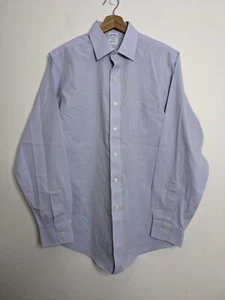 Brooks Brothers Shirt Mens 16 175 Blue White Orange Checked Business Dress Y2K - Picture 1 of 12