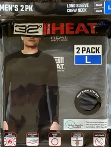 32 Grad Hitze 2er Pack Herren M oder L Rundhals Base SCHWARZ T-Shirt Langarm Lagenlook - Bild 1 von 4