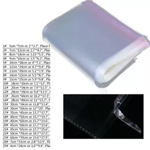 100pcs Clear Bags Plastic Self Adhesive Packing Bag Lot Size - Picture 1 of 46