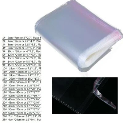 Lote de 100 bolsas transparentes de plástico autoadhesivas tamaño Foto 1 de 3