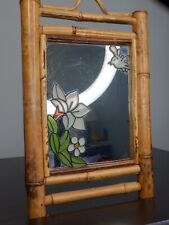 vintage Bamboo Framed Mirror 70's ( real bamboo) 11.75" Tall