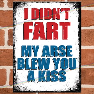 Letrero de hojalata retro I DIDN'T FART divertido de metal cueva cobertizo garaje casa bar Reino Unido - Imagen 1 de 3