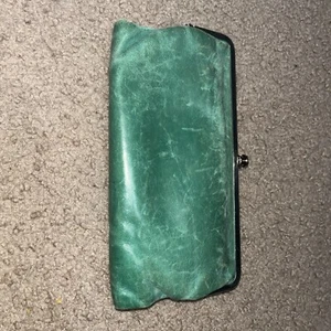 Hobo International Double Frame Lauren Green Clutch Wallet EUC Good Condition - Picture 1 of 5