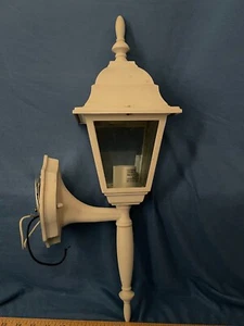 White Outdoor Wall-Mount Electric Light Fixture Sconce w/ Beveled Glass Panes - Picture 1 of 15
