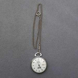 Mechanische Taschenuhr Tanivann Calendar Chrom mit Kette Vintage 1950 - Bild 1 von 13