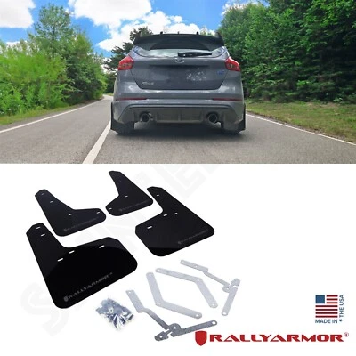 Rally Armor UR Black Mud Flaps w/ Grey Logo for 2012-2018 Ford Focus Hatchback - Image 1 of 2