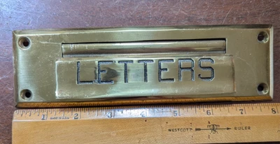 Vintage Brass US Mail Letter Drop Slot  Door-Wall or Door Mount  - Image 1 of 4