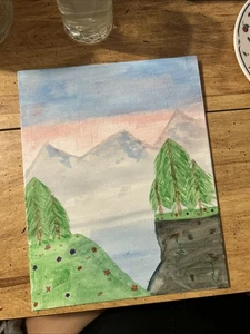 Original watercolor painting, 5x7 original and signed Small Landscape - Picture 1 of 1