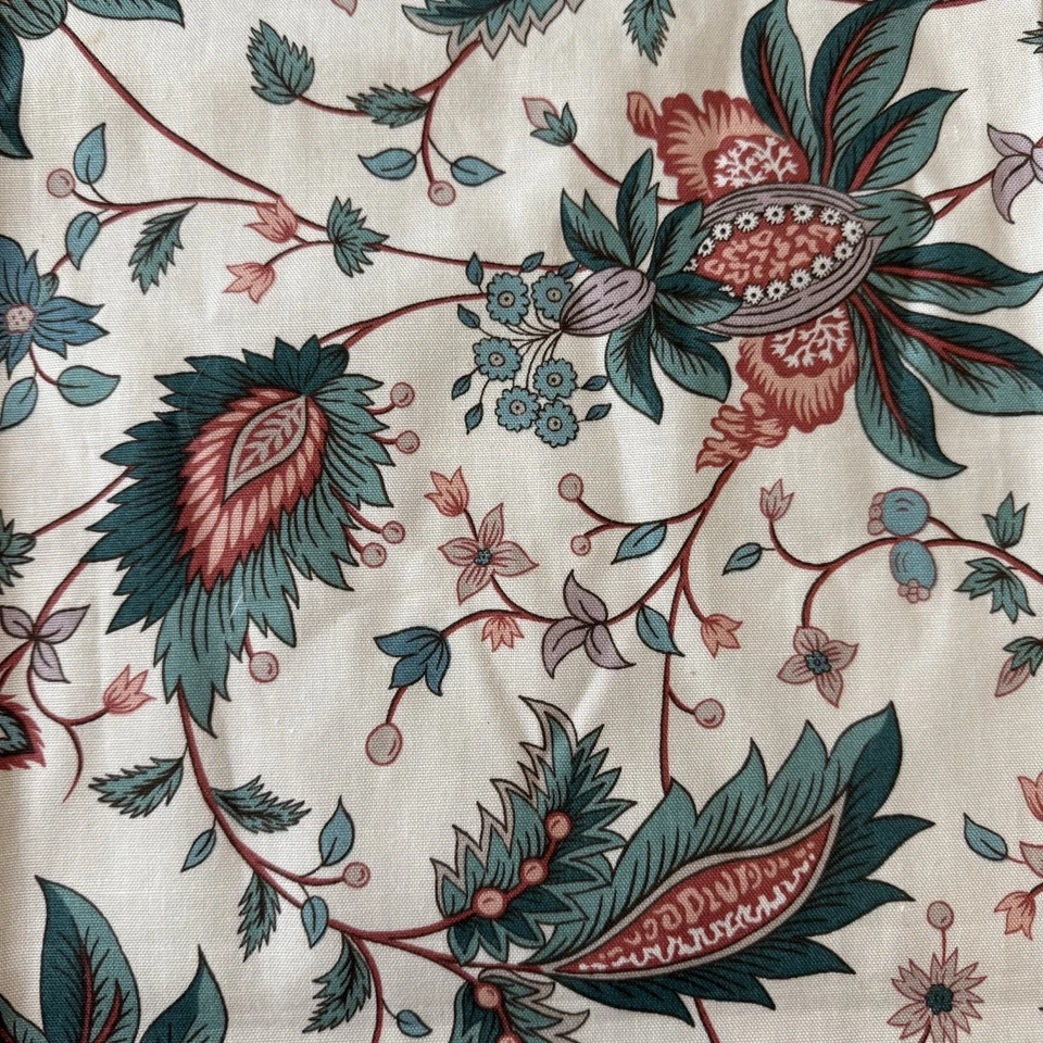 Waverly Jacobean Floral Off-White Cotton Fabric Country Roads “Berkshire” 45x48 - Image 1 of 4
