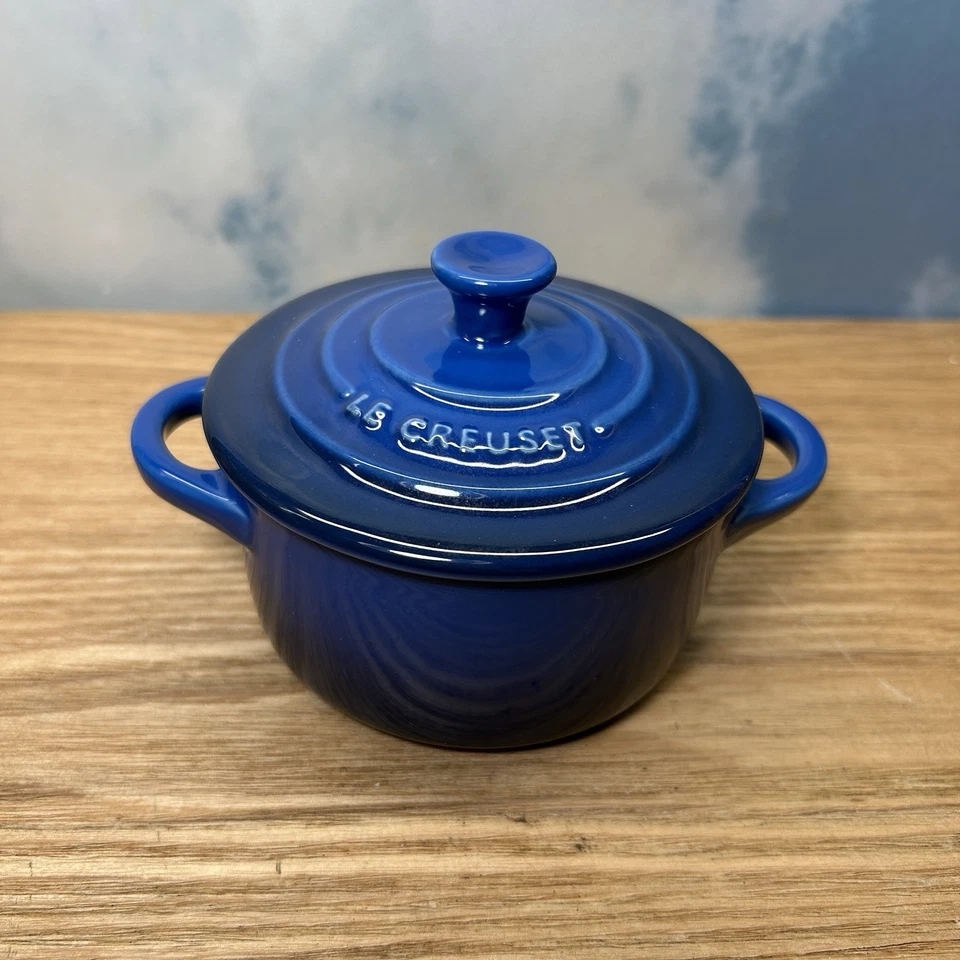 Le Creuset Lapis Blue Mini Cocotte Petite Casserole 8oz With Lid - Image 1 of 4