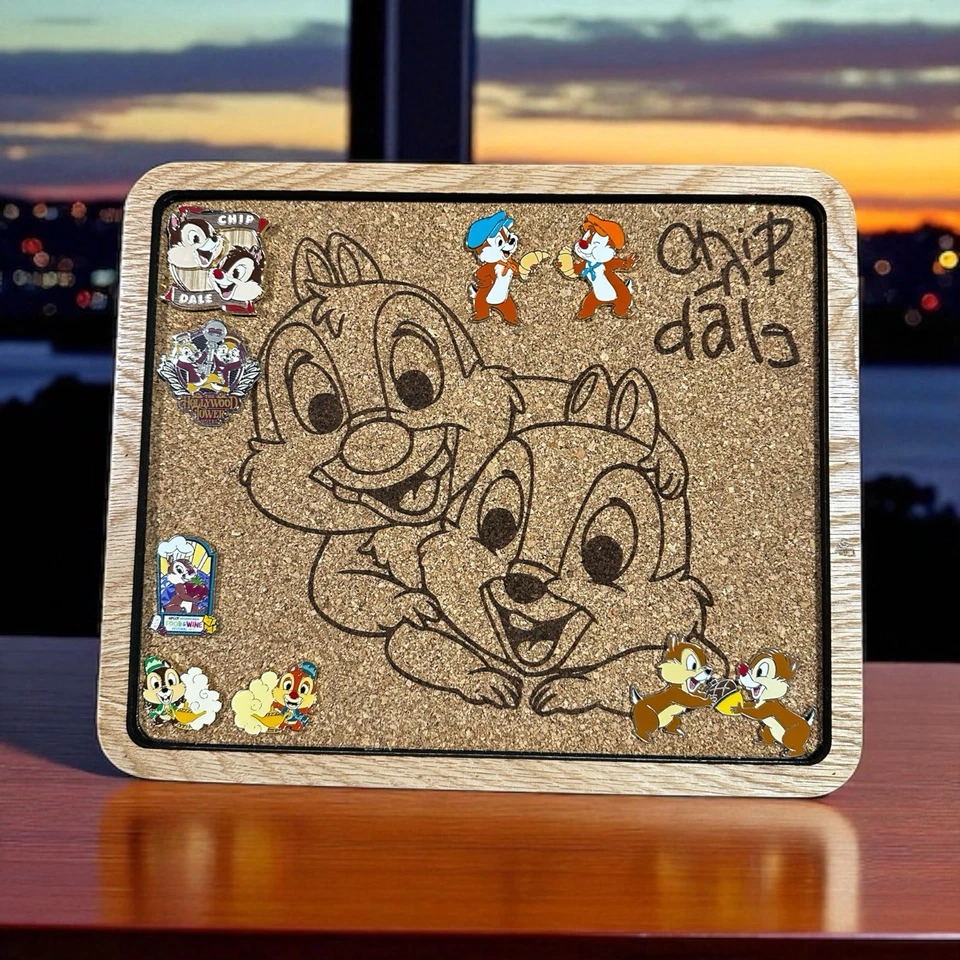 Disney Cork Pin Boards- Chip and Dale - Laser Engraved Disney Pin - Image 1 of 1