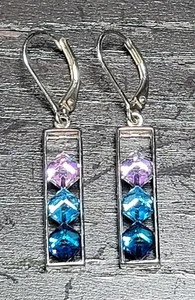 Pendientes colgantes Felicia Design FD 925 plata esterlina azul aurora boreal cubo - Imagen 1 de 8
